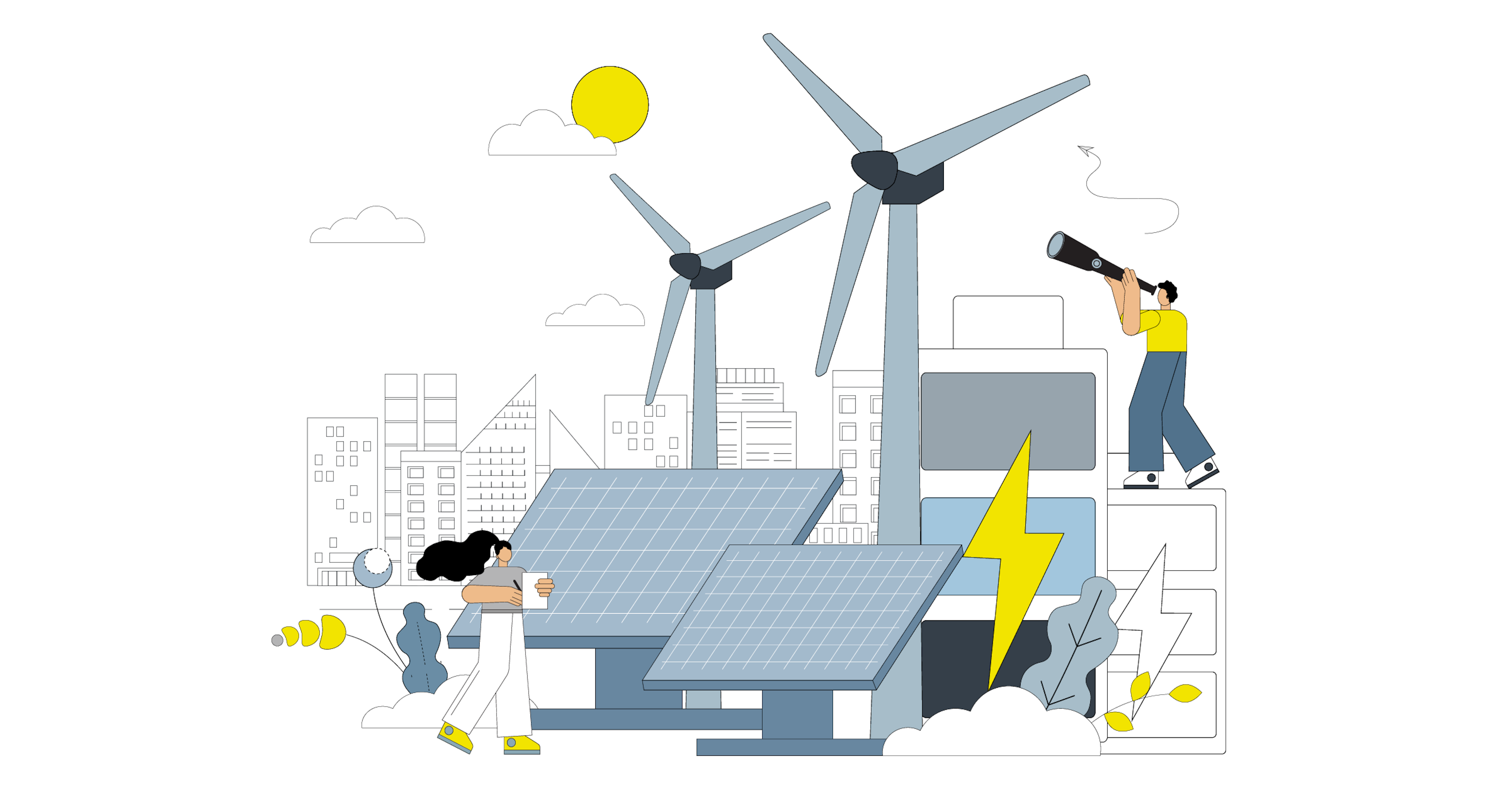 Illustration of Renewable Power Sources and Electrical Engineers